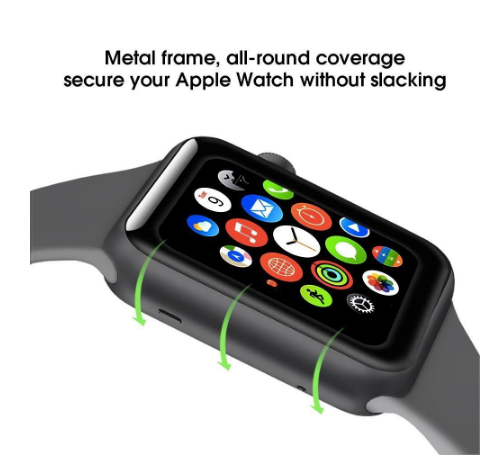 Compatible Smart Watch 3D Full Screen Tempered Glass - 38mm/40mm/42mm/44mm (Black)-38mm