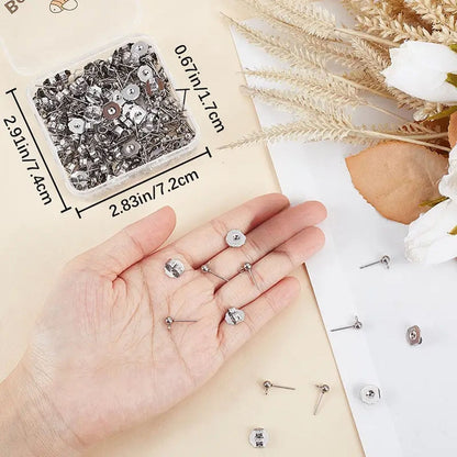 100pcs Stainless Steel Stud Earring Findings With Loop