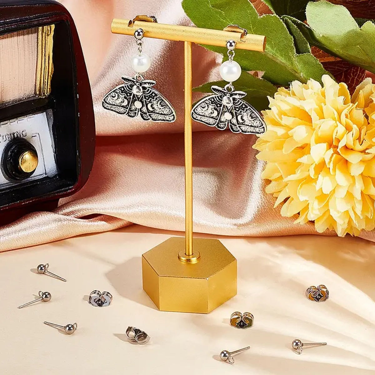 100pcs Stainless Steel Stud Earring Findings With Loop
