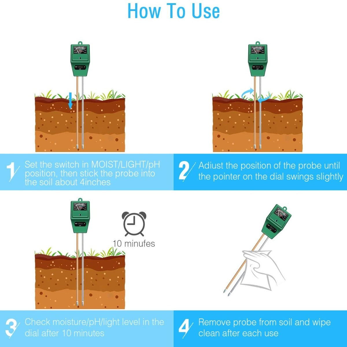 3-In-1 Soil PH And Moisture Meter