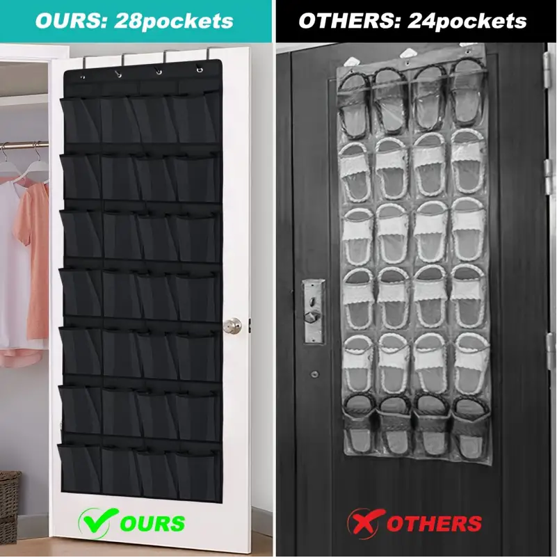 28 Mesh Large Pockets Over The Door Shoe Organizer