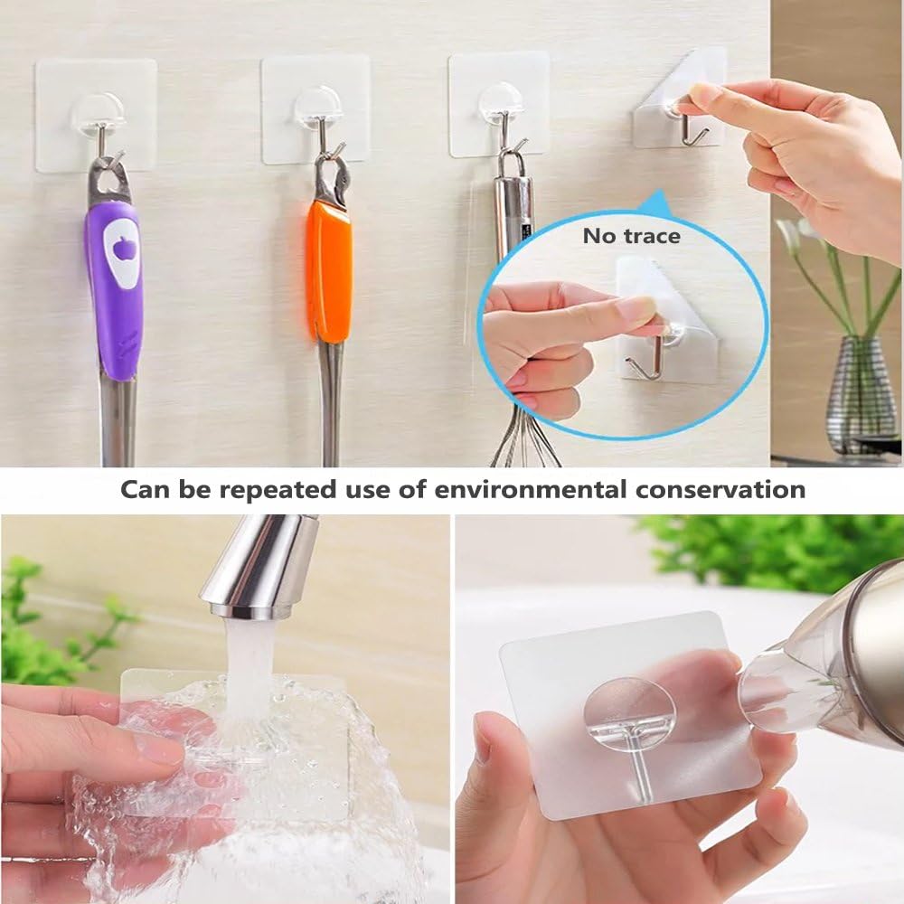 Wall Hooks 13lb(Max) Transparent Seamless Hooks