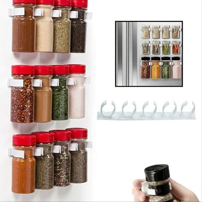 Adhesive Spice Jar Clip Strips, Wall Mounted 4 Pack