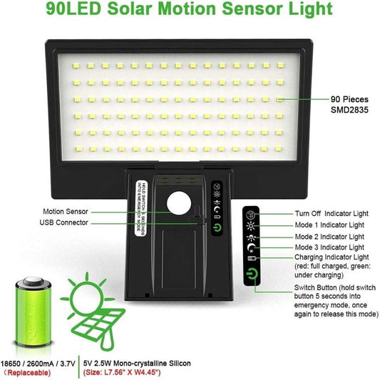 USB Charging Solar Powered Wall Lights