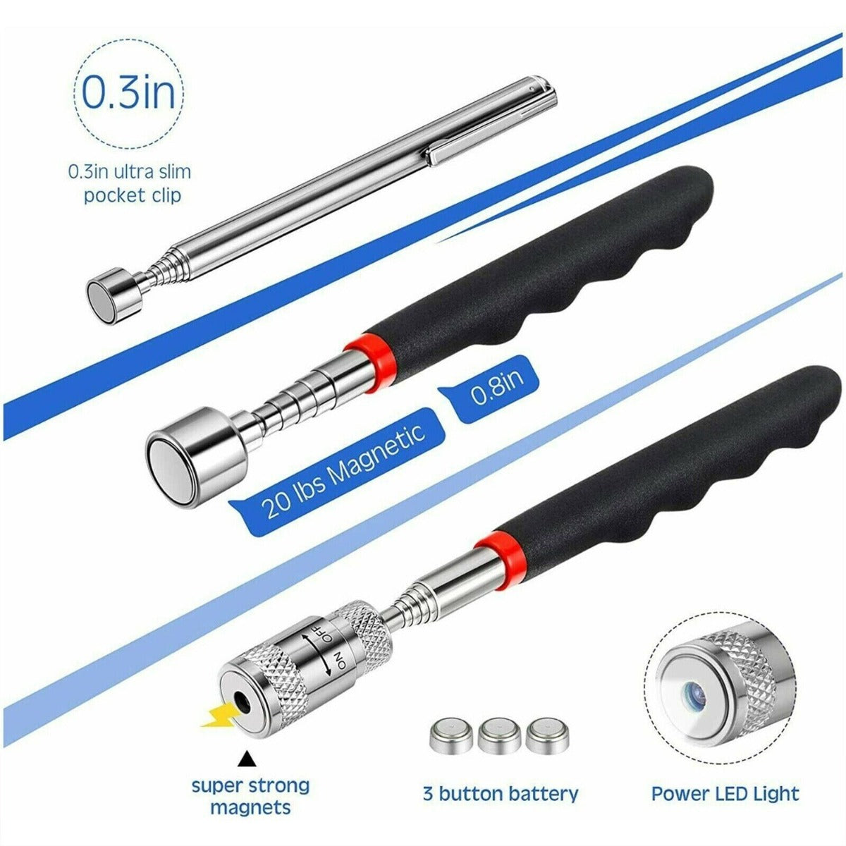 3PCS/OPP Magnet Telescopic Pick Up Tools