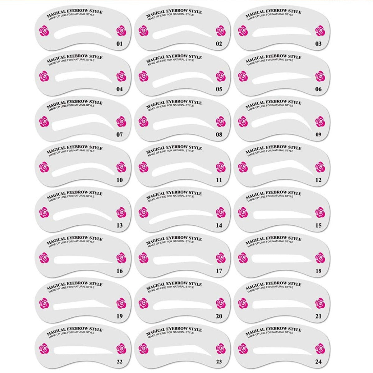 24 Styles Eyebrow Template Set