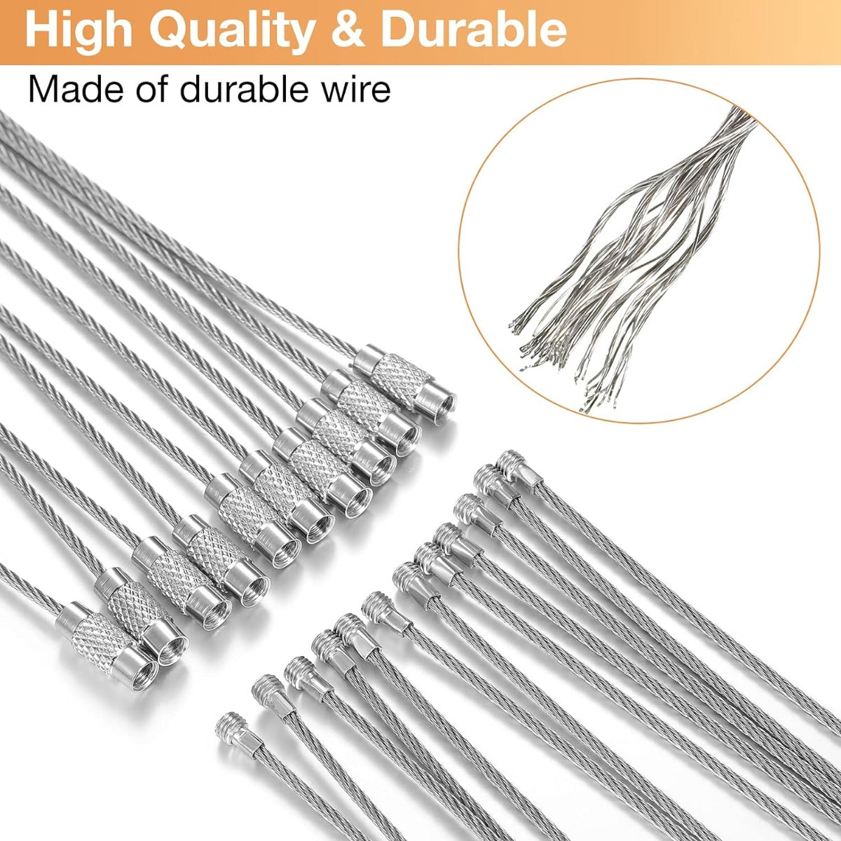 10pcs - Stainless Steel Wire Keychain Cable