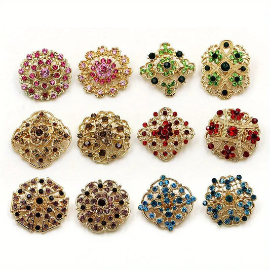 Elegant Rhinestone Flower Brooch Lapel Pin