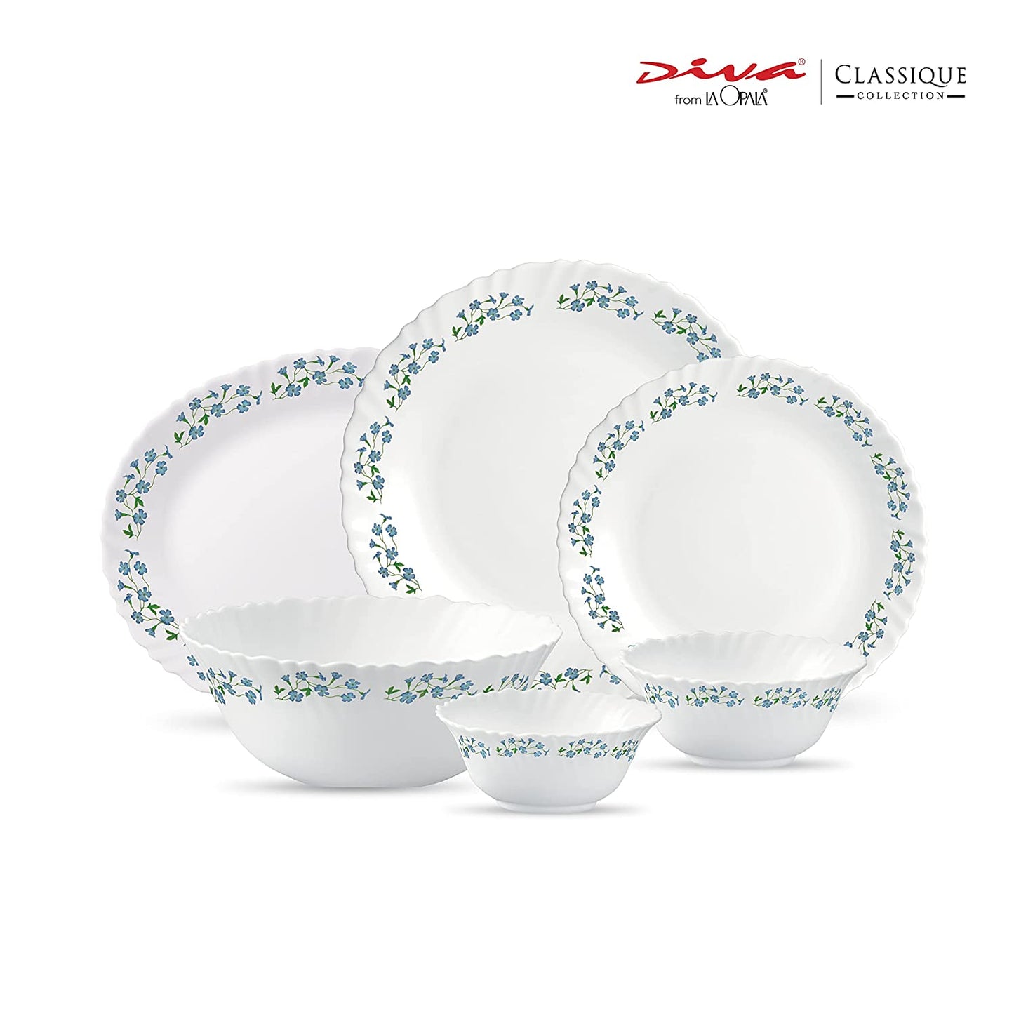 La Opal Glass, Classique Collection, Glass Dinner Set 21 pcs-LAVENDER DEW