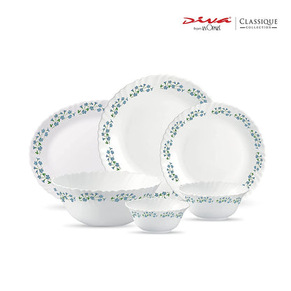 La Opal Glass, Classique Collection, Glass Dinner Set 21 pcs-LAVENDER DEW