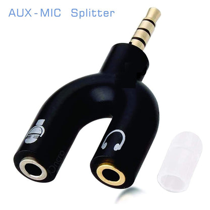 3.5mm Stereo Splitter Audio to Mic Headset Jack Plug Y Adapter