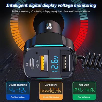 65W 3-port USB Fast Car Charger