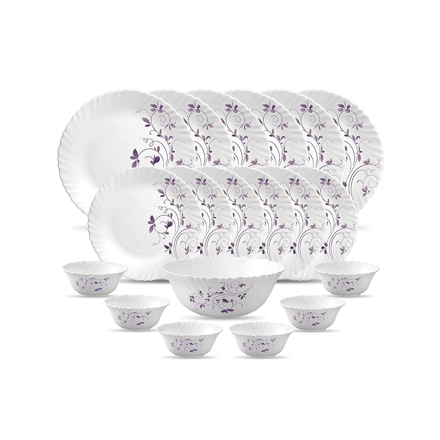 La Opal Glass, Classique Collection, Glass Dinner Set 21 pcs-DAZZLE PURPLE