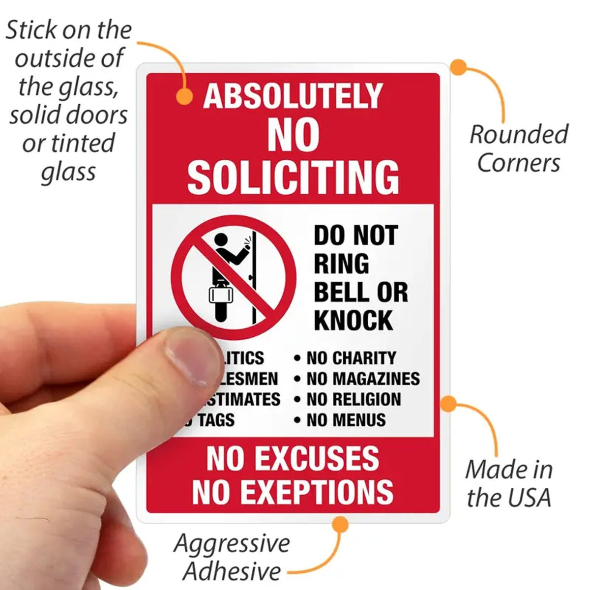 Smart Sign Absolutely No Soliciting Stickers