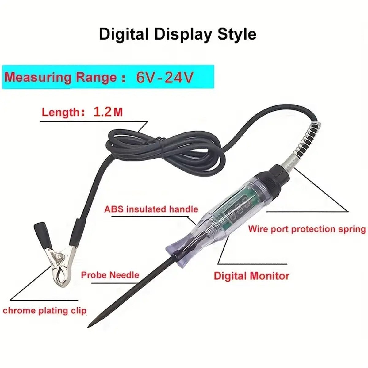 Car Test Pen Circuit Tester, DC Truck Voltage Digital Display