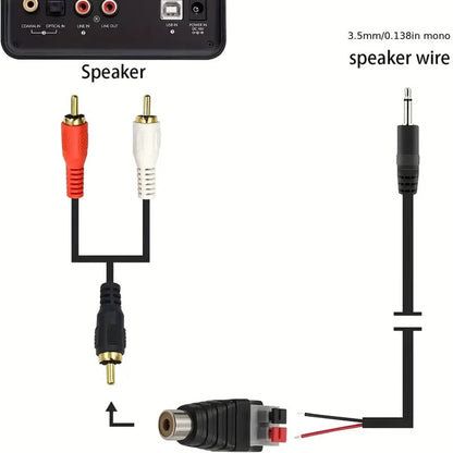Speaker Wire To Audio Male RCA Connector Adapter
