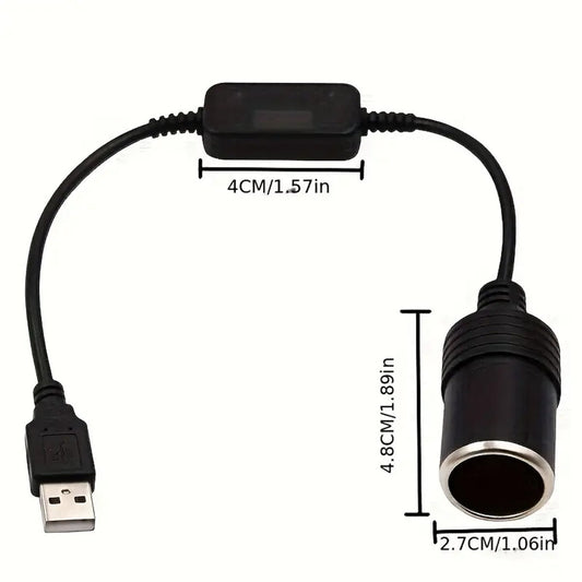 Car USB Boost Line 5V To 12V Cigarette Lighter Socket