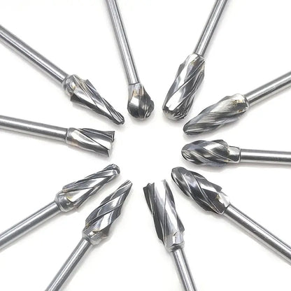 10Pcs Double Cut Carbide Rotary Burr Set