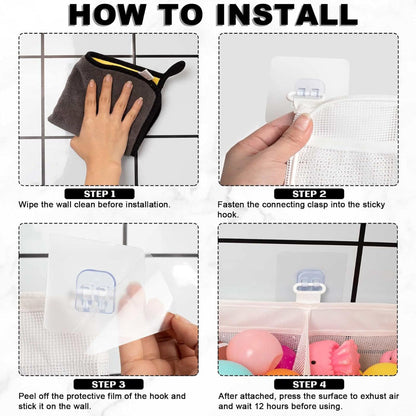 Store & Arrange Rack Hanging Mesh Bag Bath Toy Cleaning Bag