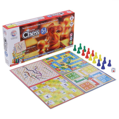 5 in 1 Chess Junior Deluxe Board Game for Kids