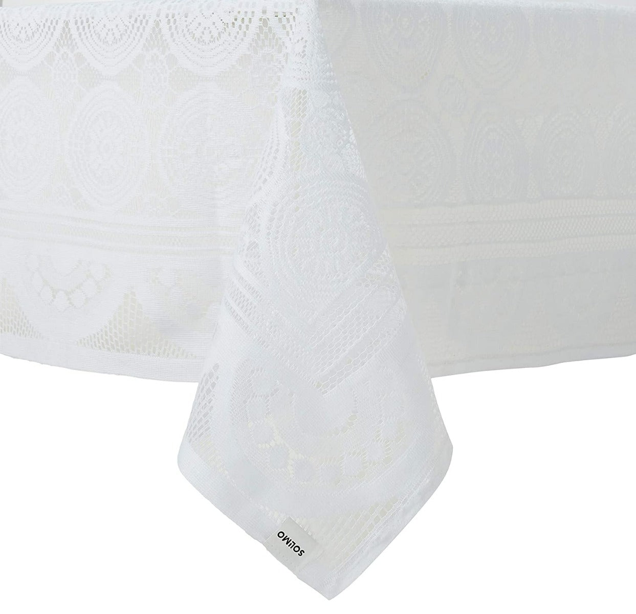 Dining Table Cover White Croshia Cloth Net For 6 Seater 60*90 Inches (Self Design)