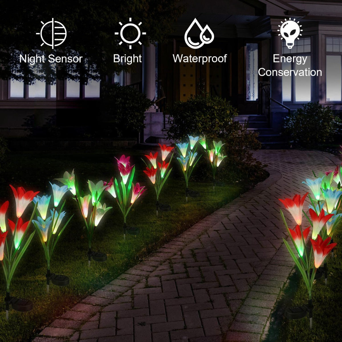 2Pcs Solar Garden Flower Light