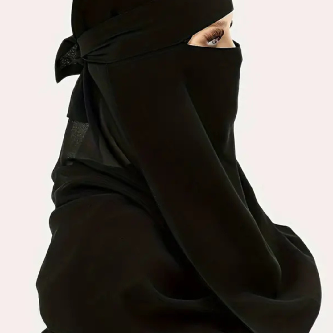 Chiffon Scarf with Lace-Up Mask