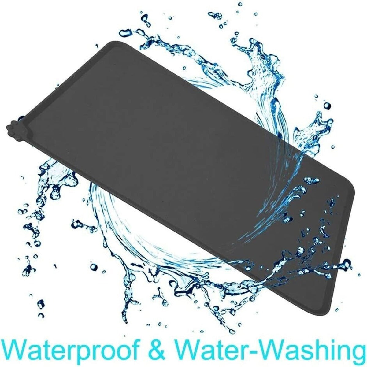 Pet Waterproof Silicon Mat-Black-48x30cm