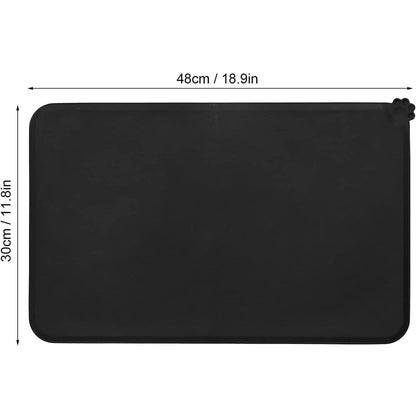 Pet Waterproof Silicon Mat-Black-48x30cm