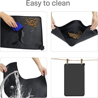 Pet Waterproof Silicon Mat-Black-48x30cm