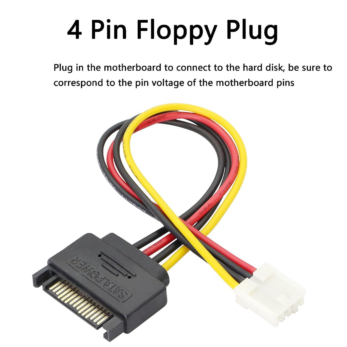 4 Pin Floppy Drive to 15 Pin SATA Male Power Cable