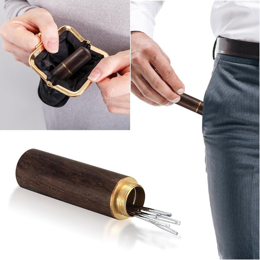Portable Wooden Toothpick Holder,Sewing Needle Holder,Needle Storage Cylinder