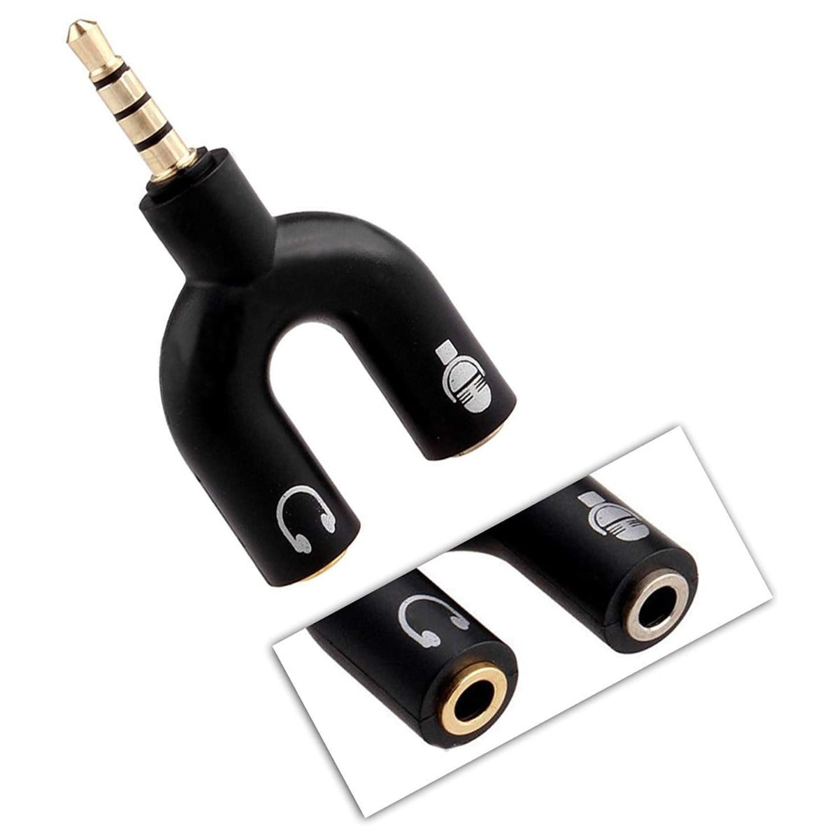 3.5mm Stereo Splitter Audio to Mic Headset Jack Plug Y Adapter
