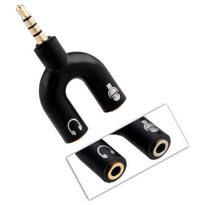 3.5mm Stereo Splitter Audio to Mic Headset Jack Plug Y Adapter