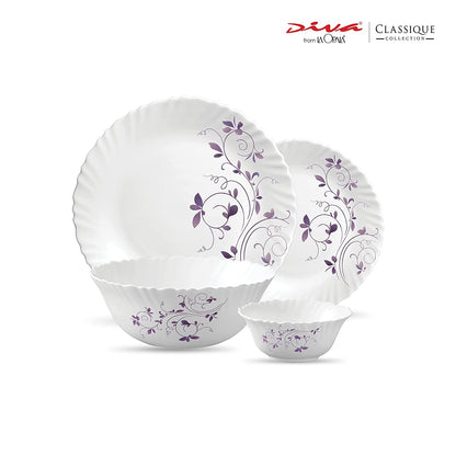 La Opal Glass, Classique Collection, Glass Dinner Set 21 pcs-DAZZLE PURPLE