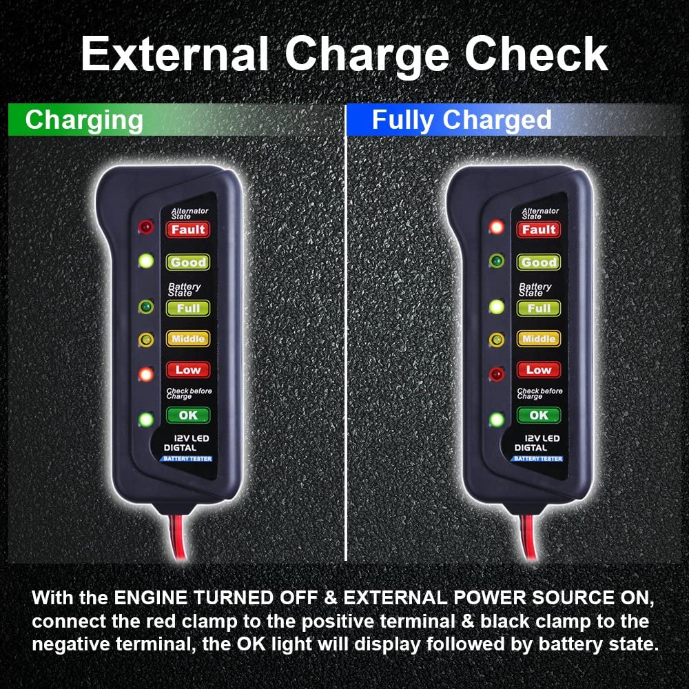 12V Digital Battery Alternator Tester