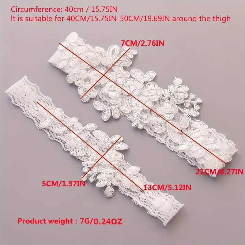 2pcs bridal lace garter with flower leg rings