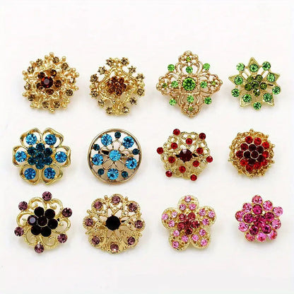 Elegant Rhinestone Flower Brooch Lapel Pin