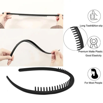 Non Slip Plastic Headbands With Teeth Comb Skinny Hair Bands