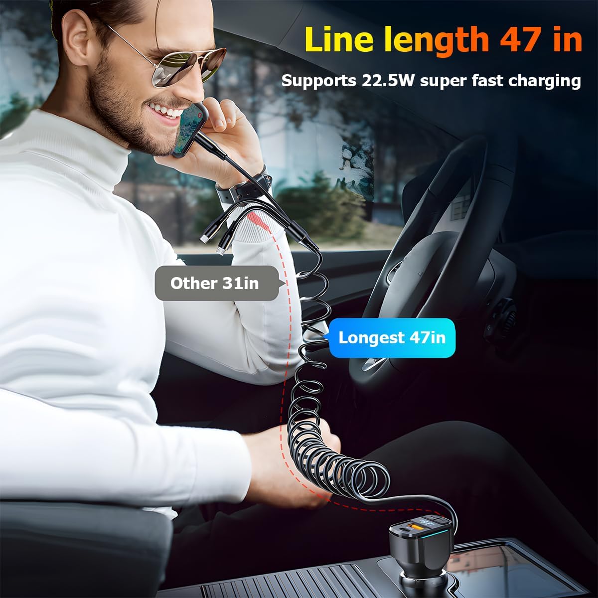 65W 3-port USB Fast Car Charger