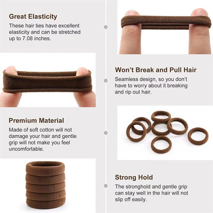 Thick Seamless Brown Hair Ties, Ponytail Holders Hair Accessories No Damage For Thick Hair