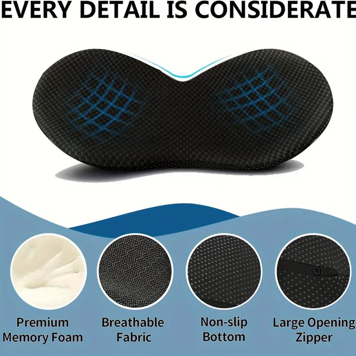 "Memory Foam Car Seat Cushion, Suitable For Long-distance Car Driver Seats BLACK "