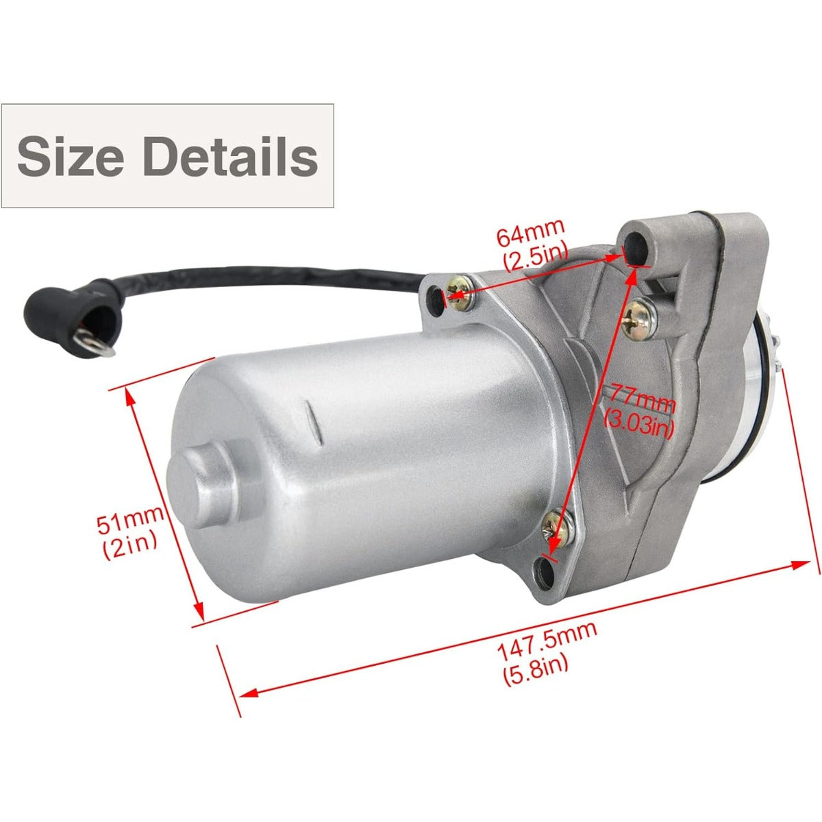 3 Bolt Top Electric Starter Motor Replacement For 50cc 70cc 90cc 110cc 125cc