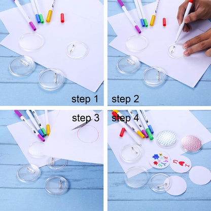 Clear Acrylic Button Badge Kit Handmade DIY Craft Supplies