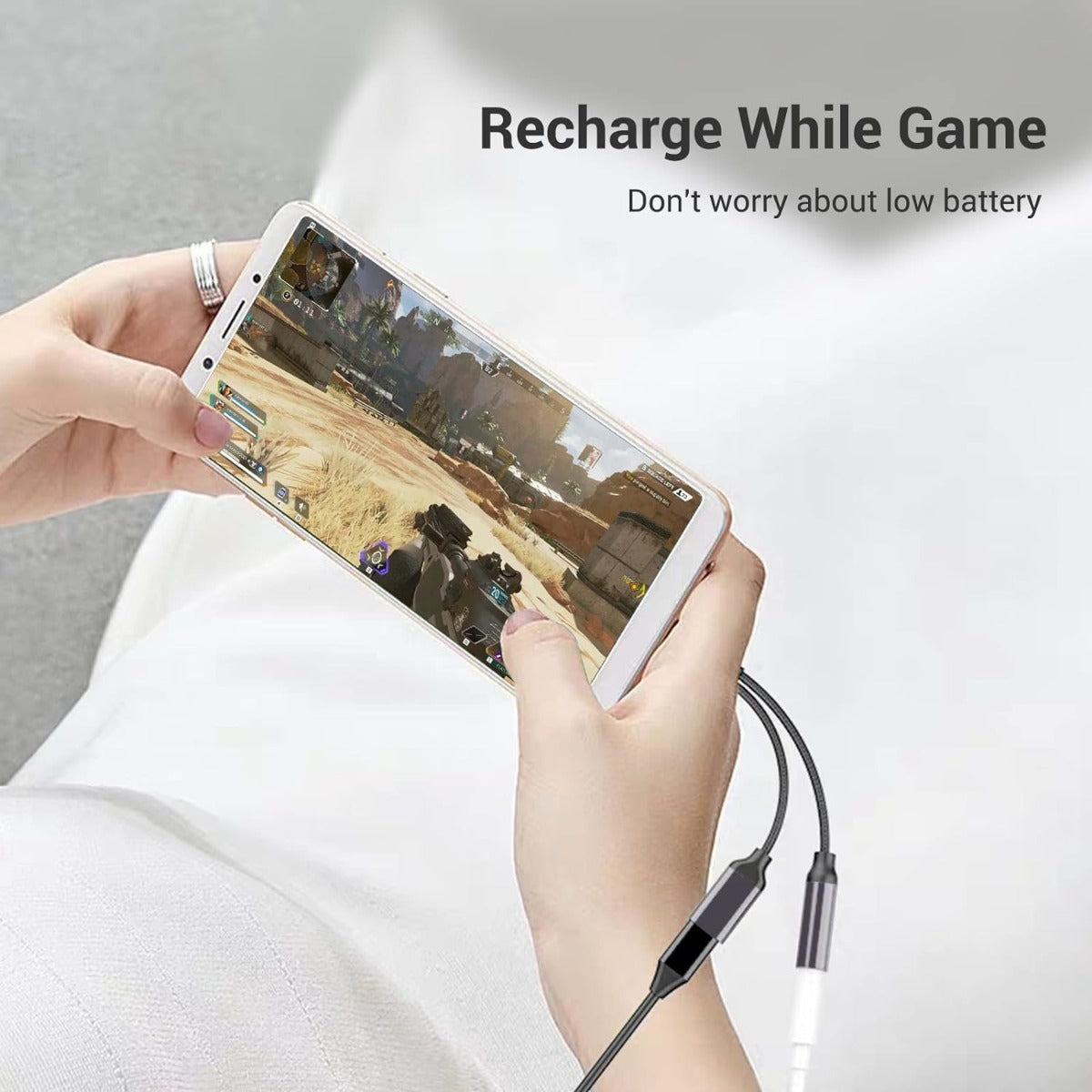2-in-1 Multi-Function Type C To 3.5 mm Headphone Adapter Charging Port Suitable