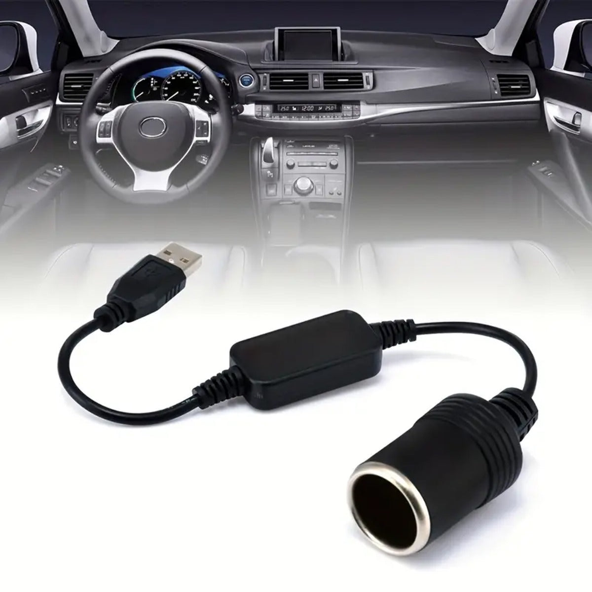 Car USB Boost Line 5V To 12V Cigarette Lighter Socket