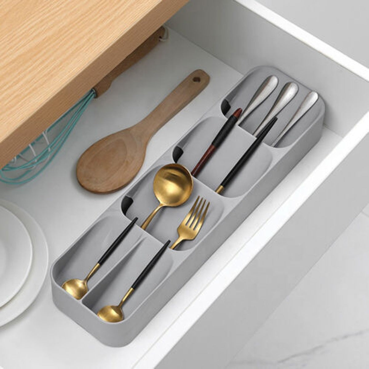 Stackable Drawer Cutlery Storage Organizer Tray