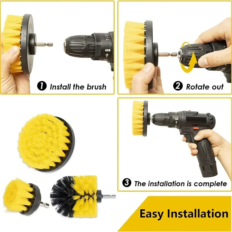 3pcs Drill Brush Multipurpose Scrubber Kit