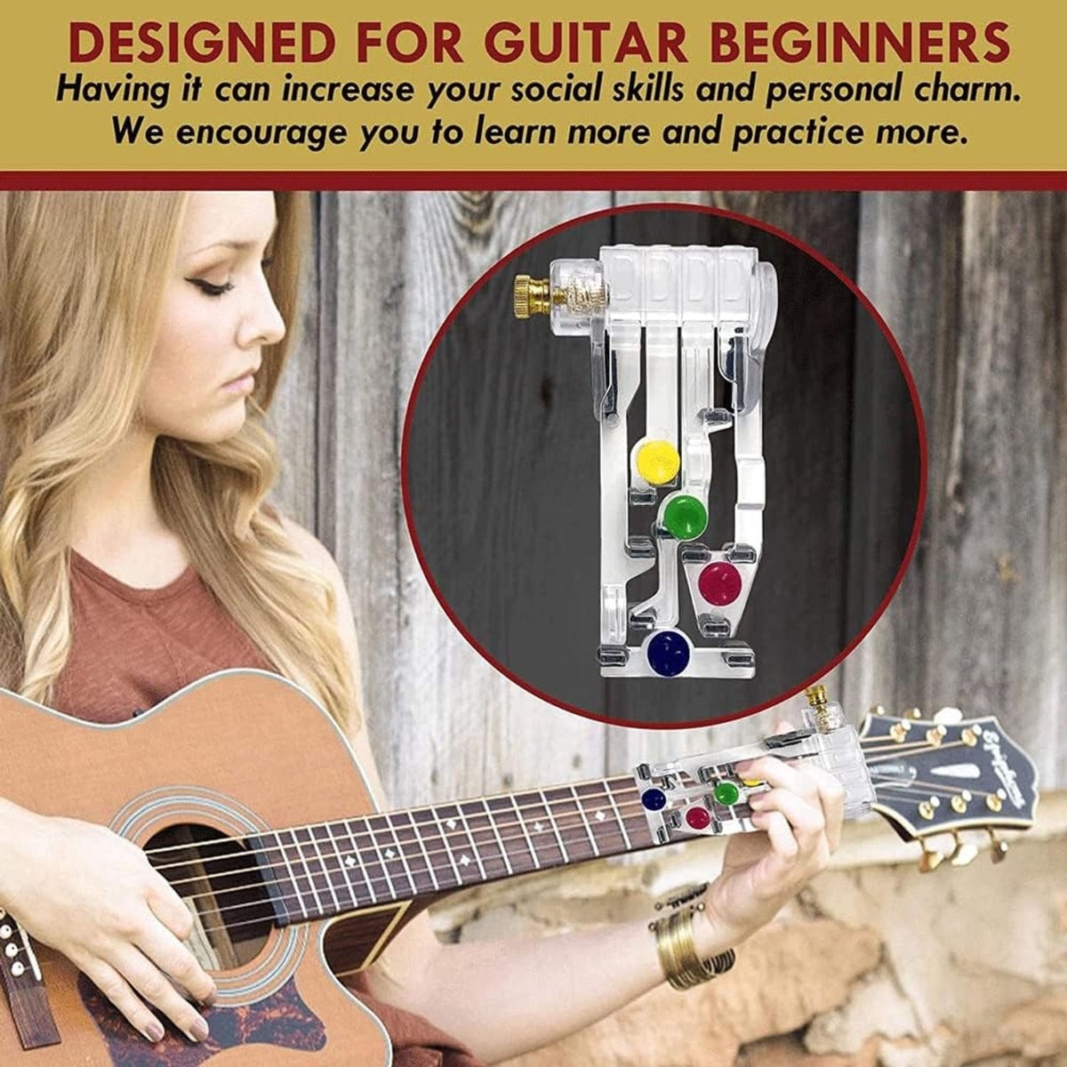 Guitar Chord Practice Aid for Beginners, One-Press Chord Tool