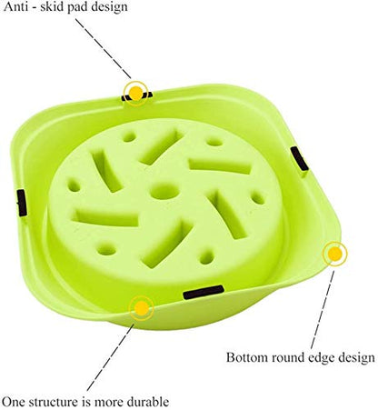Dog Food Slow Feeder Plastic Bowl -Green